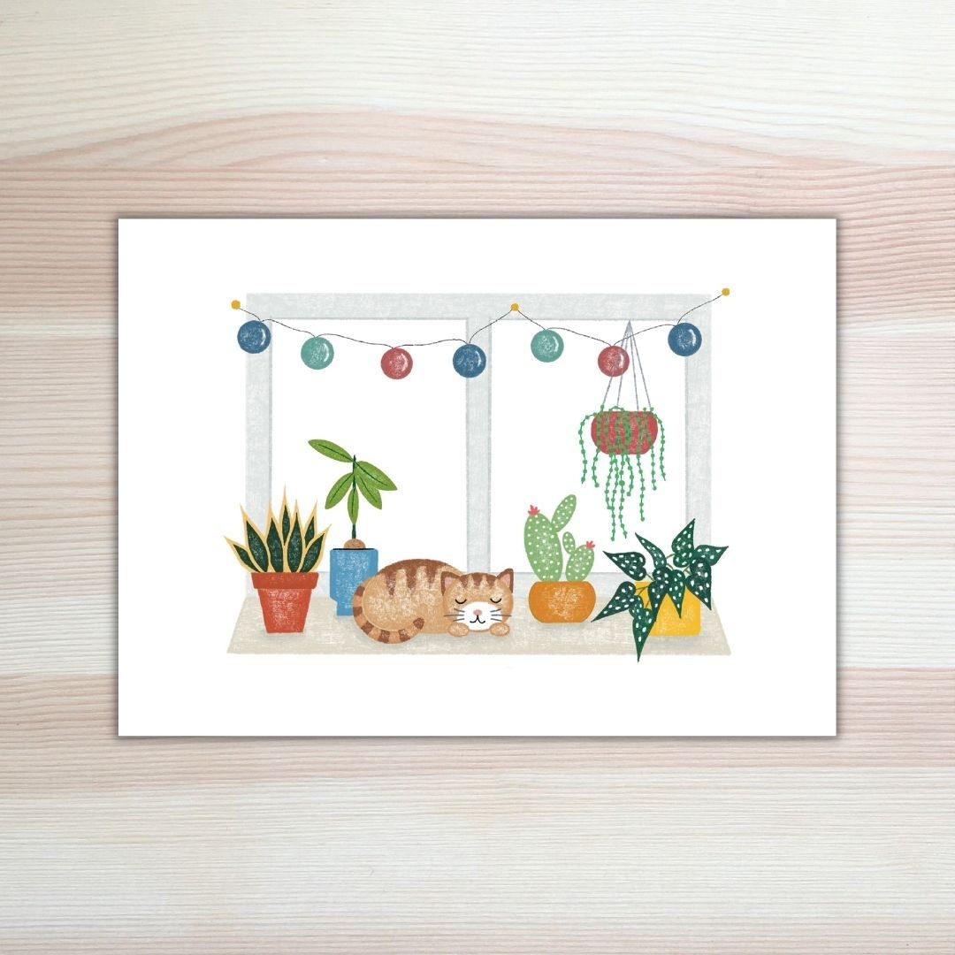 Miniposter (A5) Home sweet home van Lesja illustraties Breda