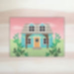 Kaart Blauw Scandinavisch huisje Lesja illustraties Breda