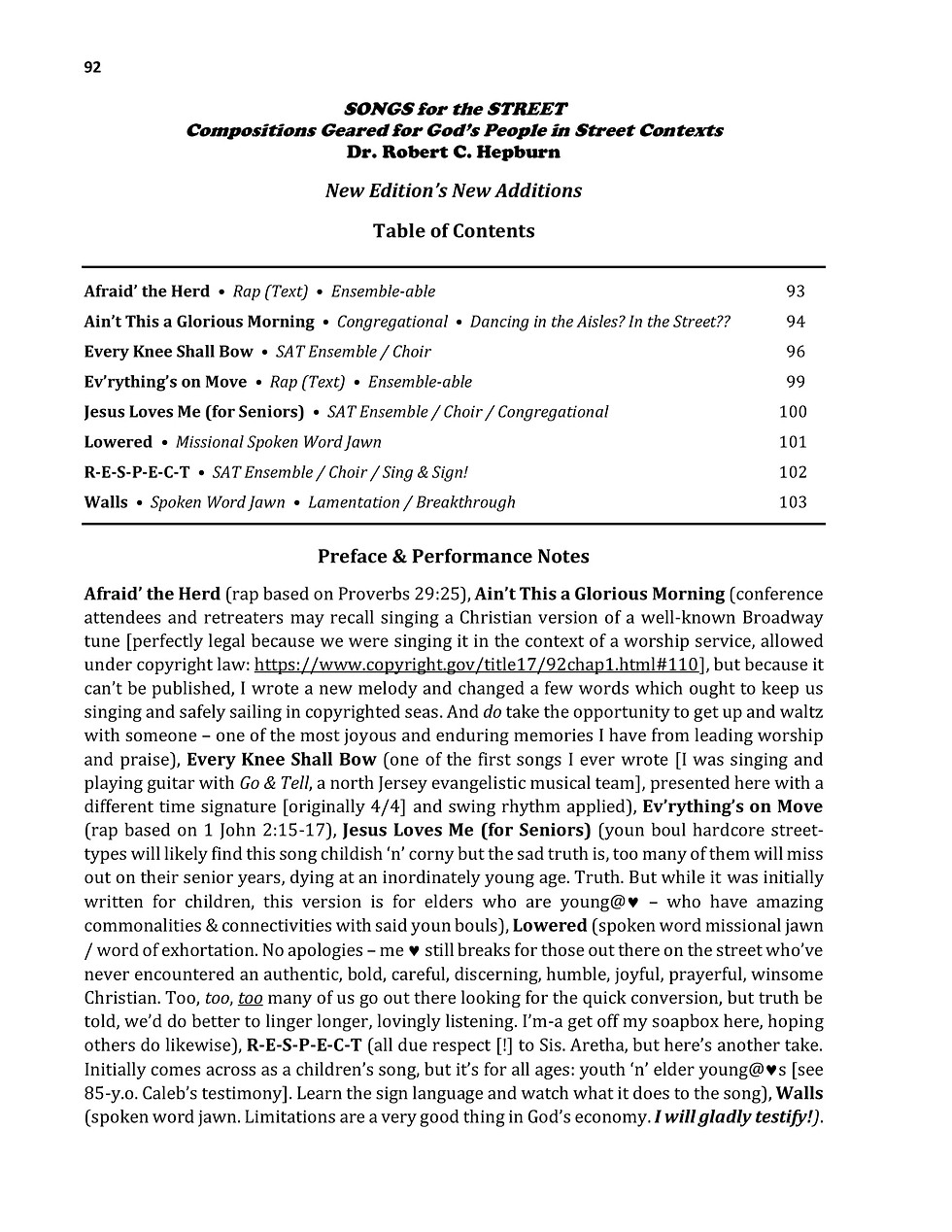Thumbnail: Songs for the Street: Compositions Geared for God's People in Street Contexts