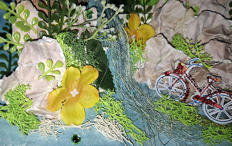 détail vélo et cascade