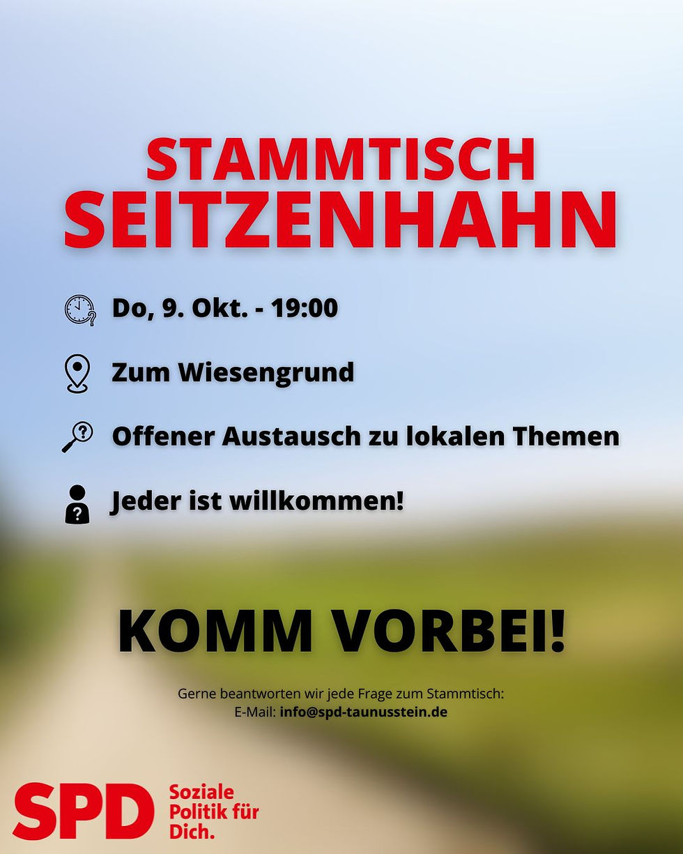 SPD Taunusstein lädt zum Stammtisch ein!