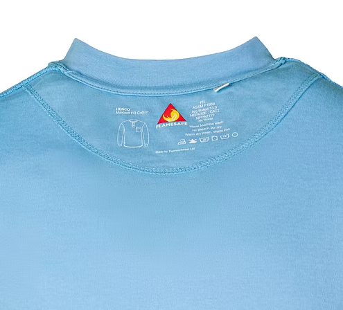 Thumbnail: Flame Resistant Henley Cotton FR Sky Blue