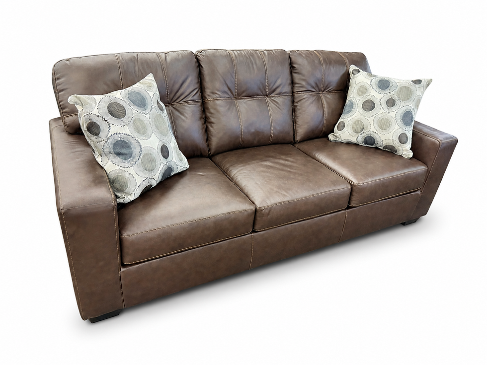 Santorine Collection Brown Top-Grain Leather Sofa on white background