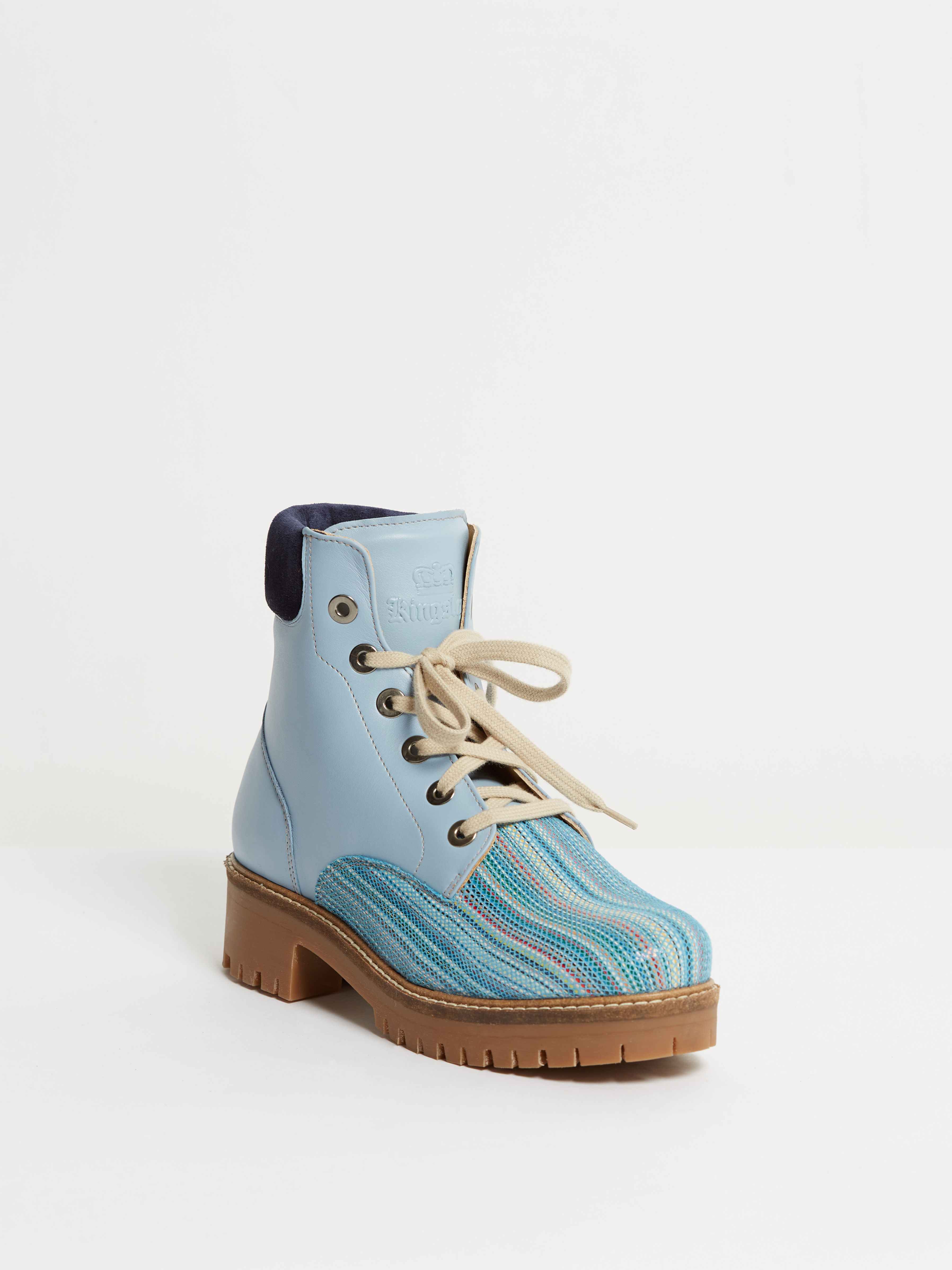 Kingsley Regina Biker Boot, Aspen Azure/Turquoise Linen