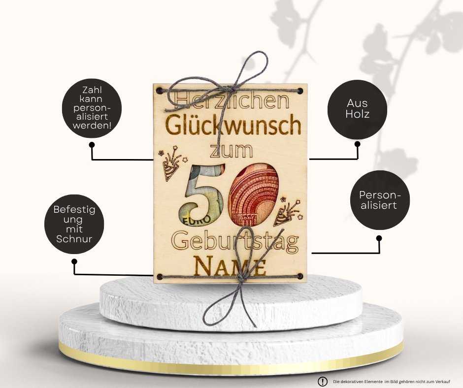 Geldkarte-Glückwunschkarte zum 50. Geburtstag, personalisiert, zum verschenken