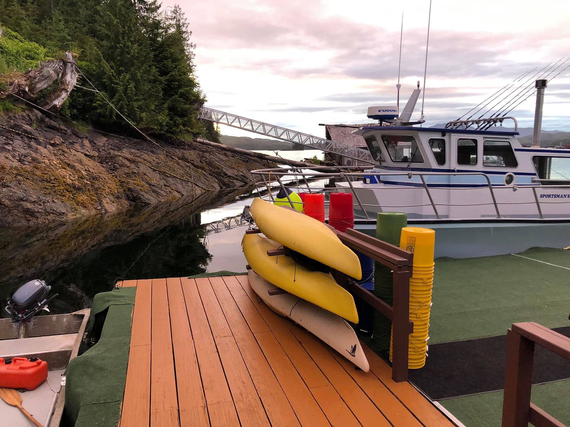 a photo of the kayaks on the dock available for guest use