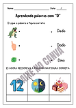Aprendendo palavras com D na Folha de Atividades Colorida Ilustrada
