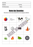Escreva o Nome dos Desenhos na Folha de Atividades Ilustrada Colorida