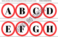 Borda do Quadro do Alfabeto na Placa de Trânsito Geométrico Vermelho e Preto