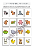 Jogo da Memória dos Animais na Folha de Atividades A4 Colorida e Ilustrada