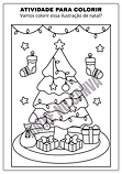 Folha de Atividade para Colorir com Ilustração de Natal em A4 Simples Preto e Branco