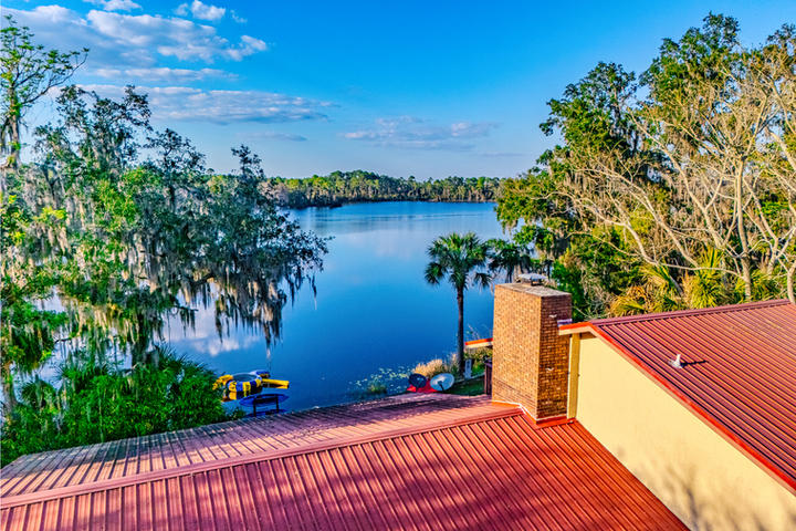 aerial view from over roof at lake fey in ocklawaha