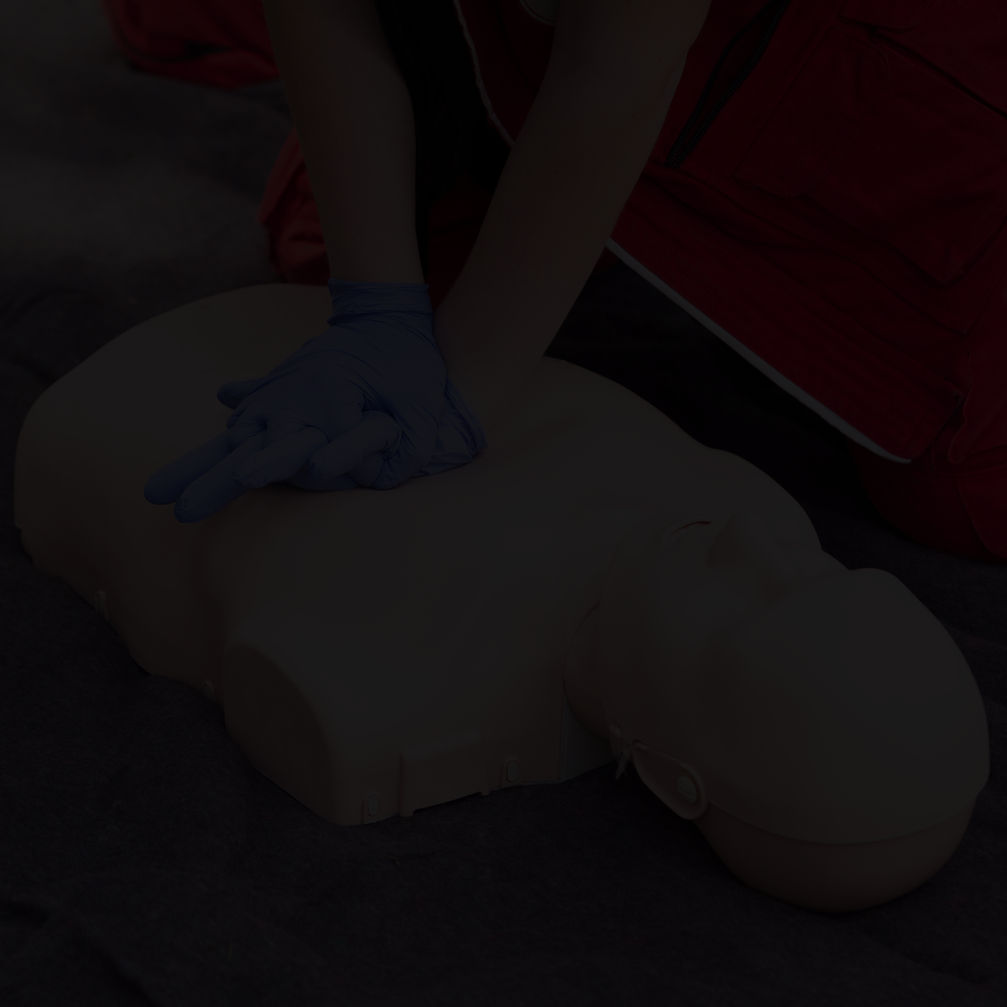 CPR chest compressions on a training manikin