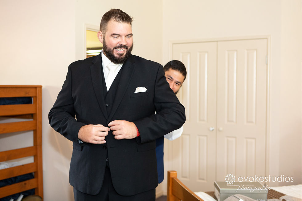 Groom getting ready