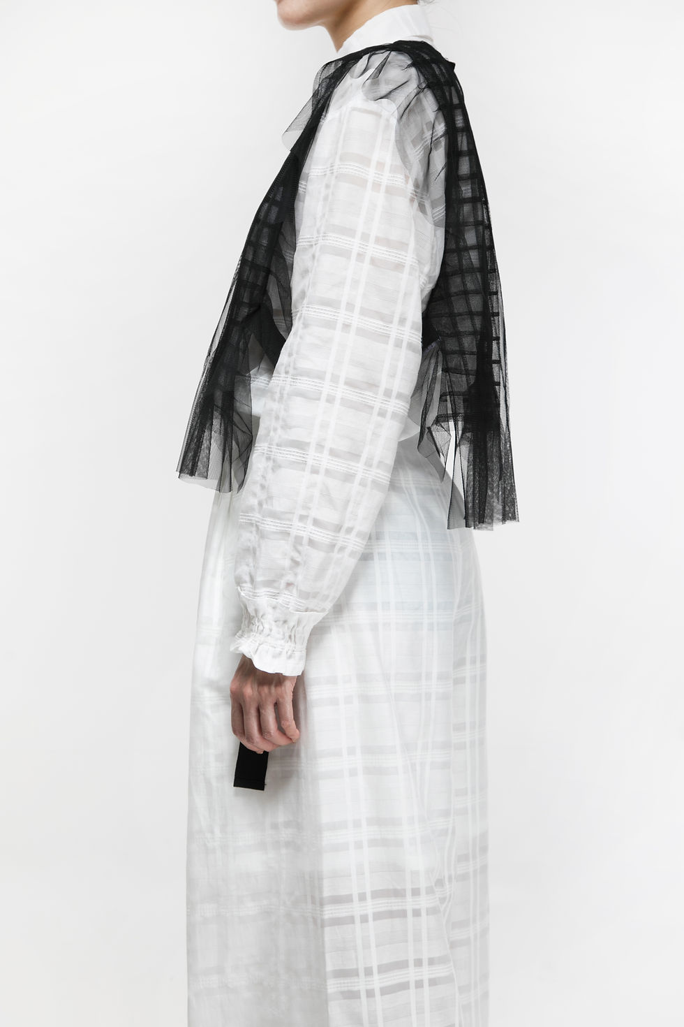 Thumbnail: PIN-TUCK PLAIDS TULLE BIB