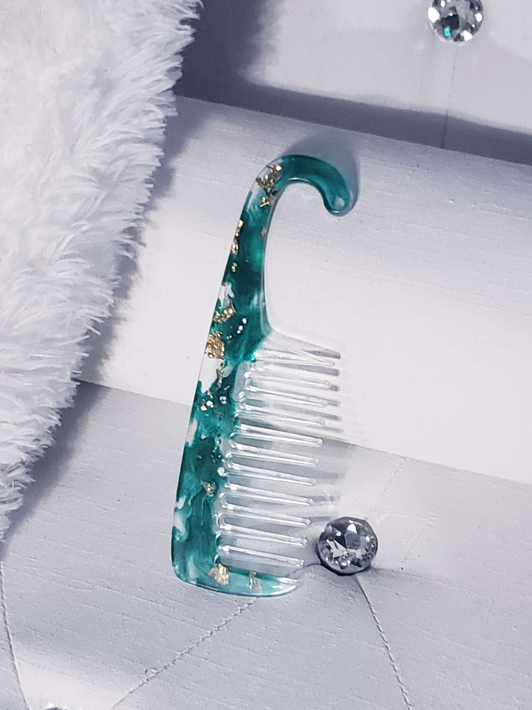 Green and Gold Flake Shower Comb 