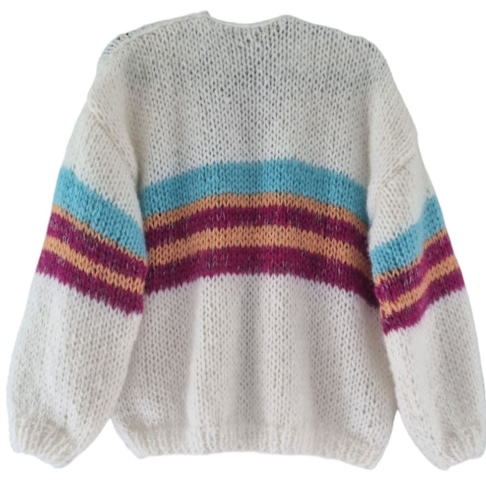 Thumbnail: Bernadette vest hoofdkleur wit/naturel met strepen