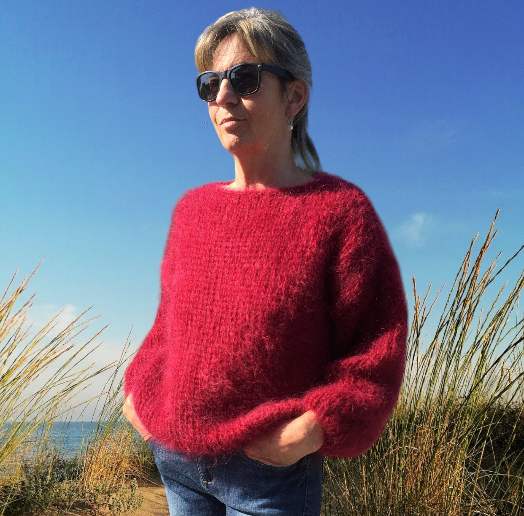 MOHAIR oversized sweater bordeaux