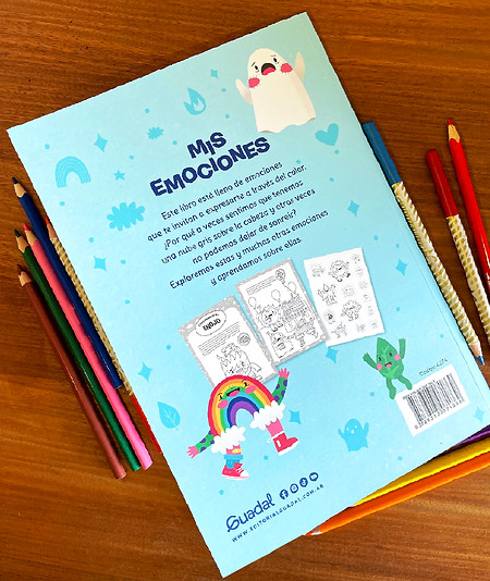 Mis Emociones coloring book for kids about emotions, cute character design of diverse emotions