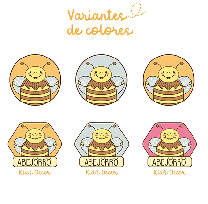 identidad de marca con personaje de abejorro, marca infantil de decoración tierna con diseño vectorial