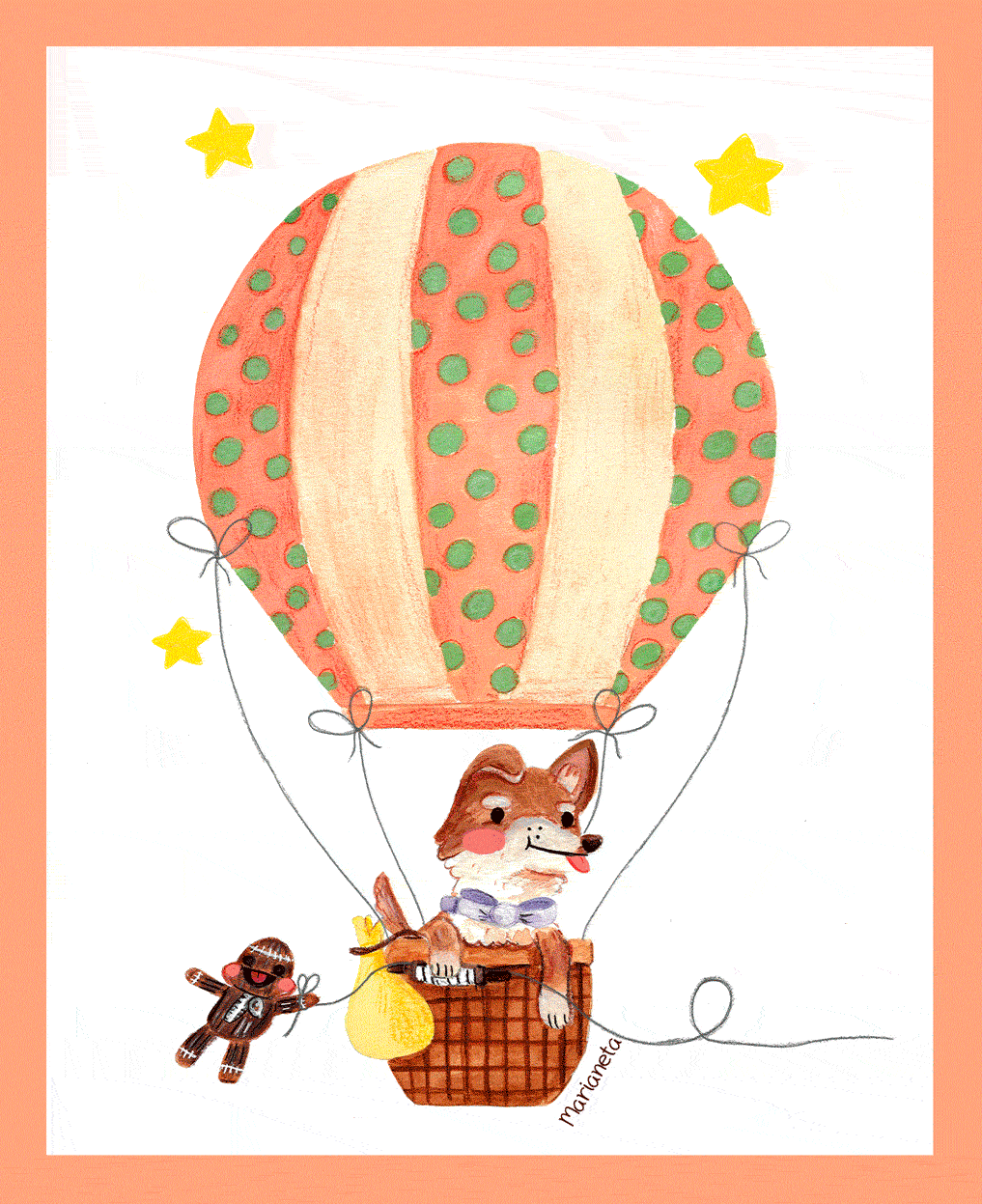Commissioned portrait of dogs for baby room. Gouache and watercolor portraits of pets on balloons