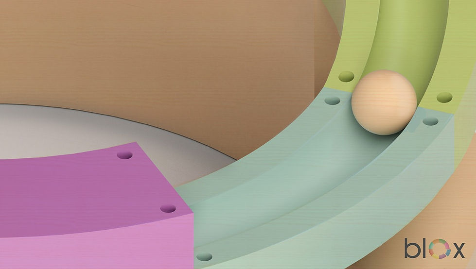 Diseño de juego didáctico para afinar la motricidad en niños. Diseño en render de juego en madera de pino con distintas configuraciones y colores.