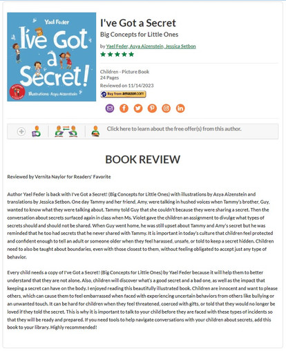 Recommendation for Yael Feder's book - I've a secret