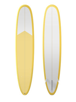 Yellow and white surfboard