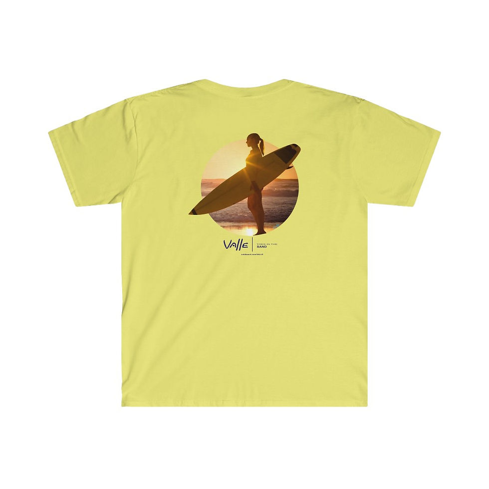 Thumbnail: VALLE Unisex Softstyle T-Shirt  SURFER GIRL 2  White, Yellow