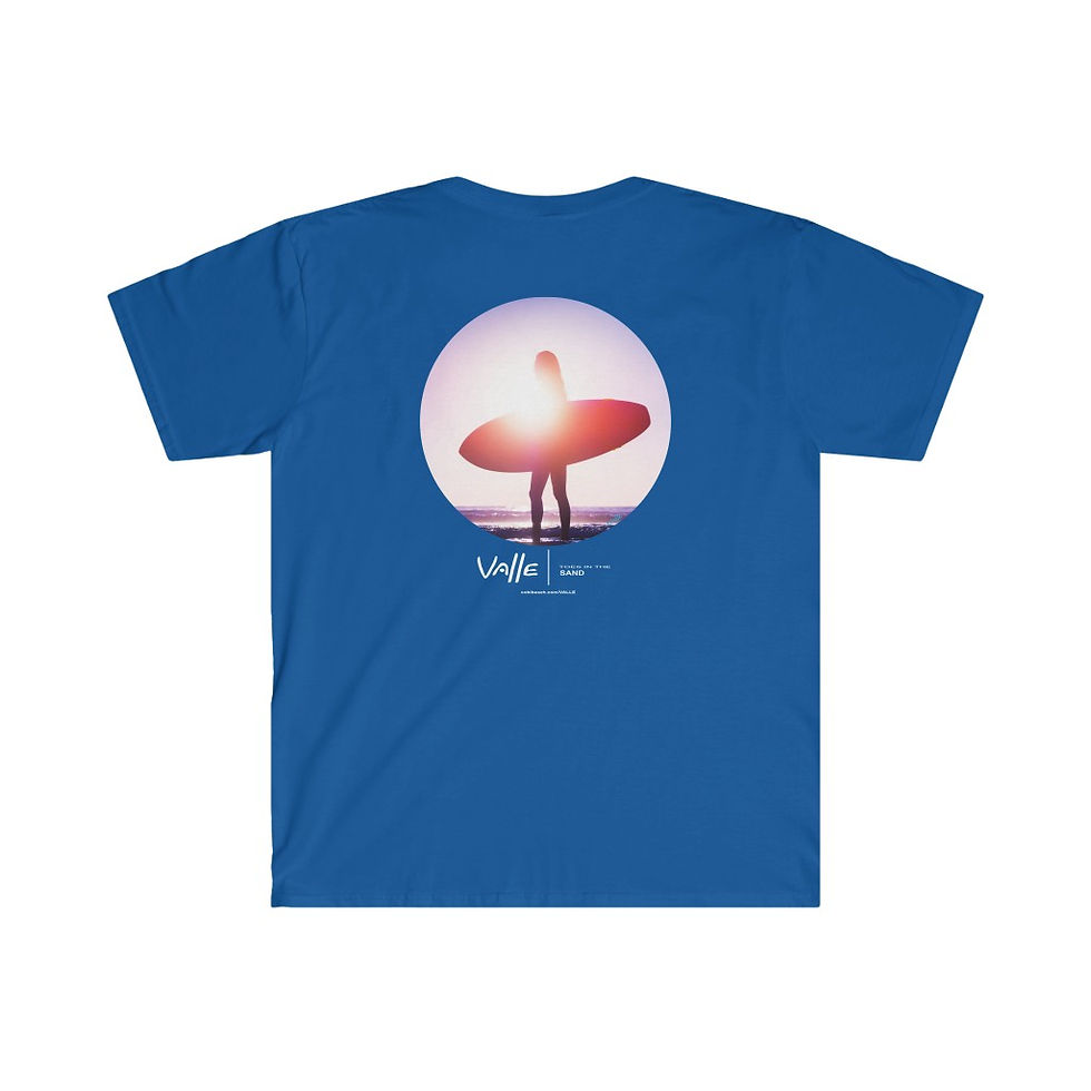 Thumbnail: VALLE Unisex Softstyle T-Shirt  SURFER GIRL NAVY, AQUA, RED