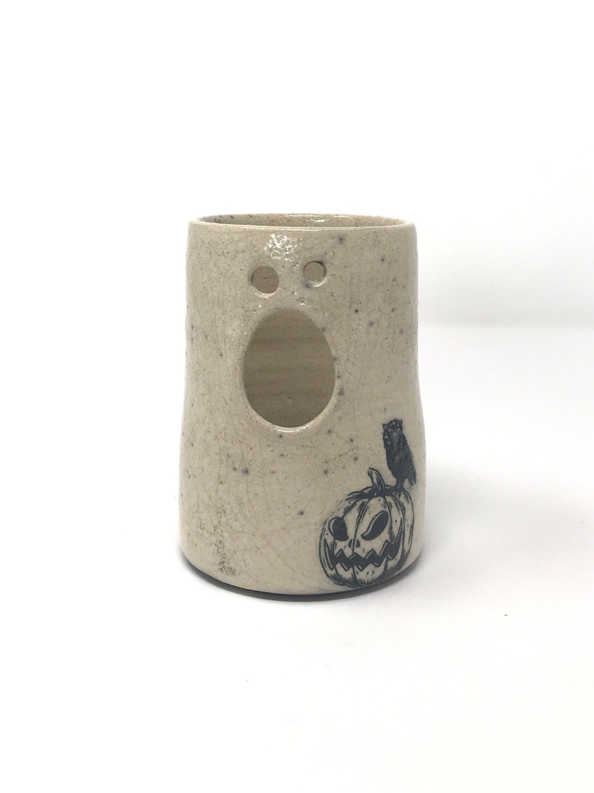 Raku Ghost (and friend) Candle Holder-Small