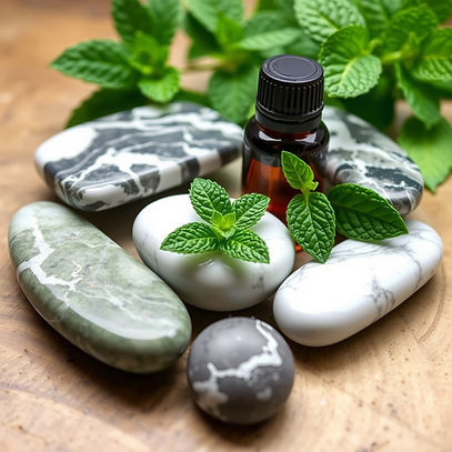 marble cold stones and peppermint essential oil.jpg