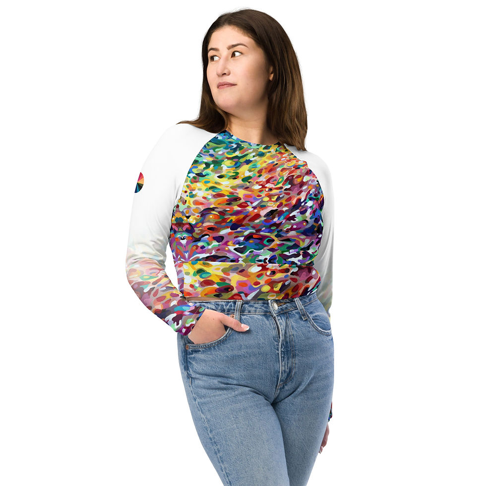 Thumbnail: Rainbow Camo Light Recycled Long Sleeve Crop Top