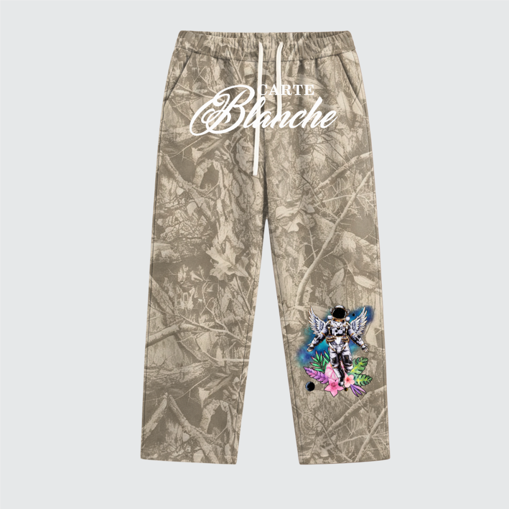 CARTE BLANCHE- TAn Unisex Heavyweight Camo Fleece Open-Hem Sweatpants(360GSM)