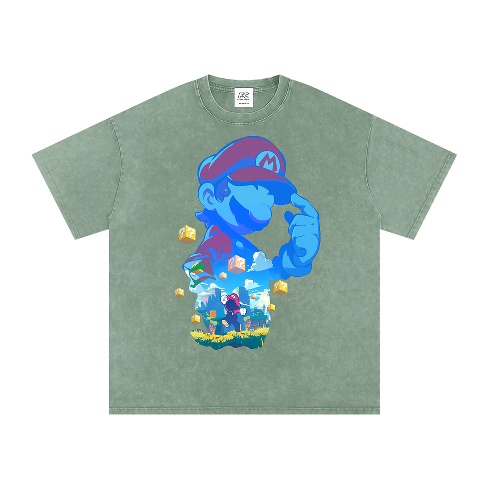 Thumbnail: “MARIO” (black) Snow Washed Oversized Cotton T-Shirt