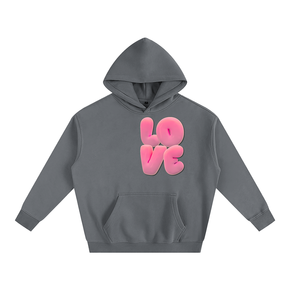 Thumbnail: “LOVE” Oversize Fleeced Hoodie (white text)