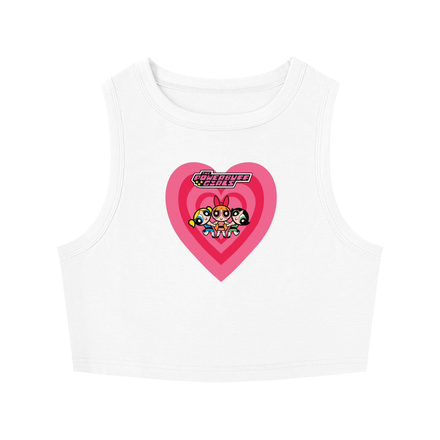 “POWER BUFF GIRLS ” Heart Women's Tight Crewneck Crop Tank Top