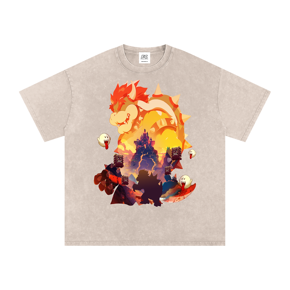 Thumbnail: “BOWSER ” (black)  Snow Washed Oversized Cotton T-Shirt