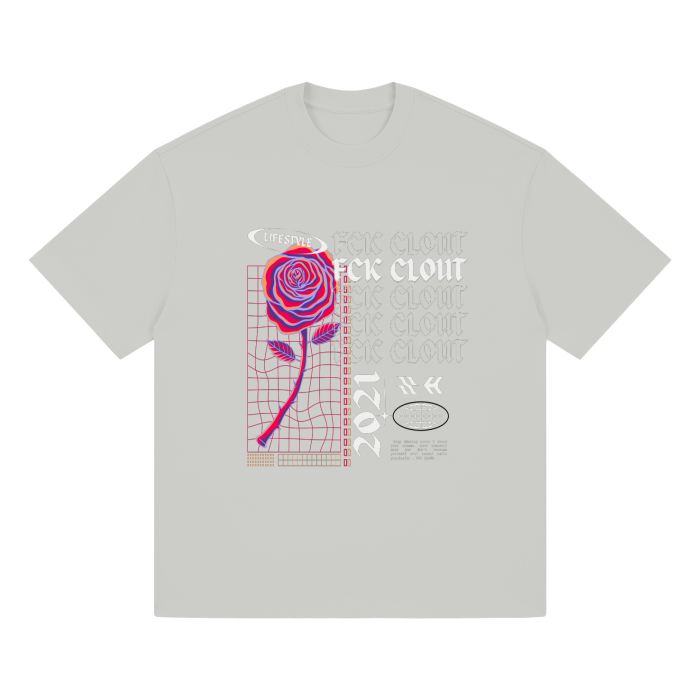 Thumbnail: “CYBER PUNK ROSE” (white) Unisex Earth Tone Loose Fit FOG T-Shirt