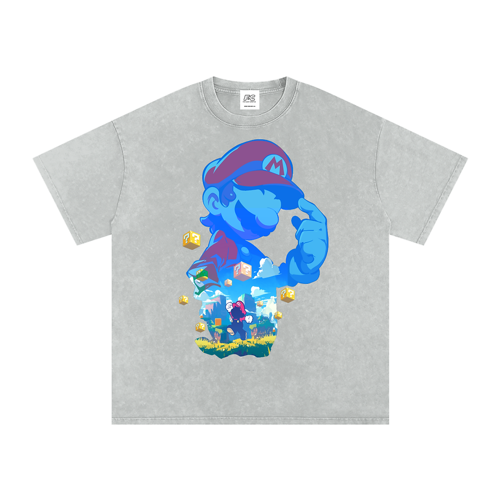 Thumbnail: “MARIO” (black) Snow Washed Oversized Cotton T-Shirt