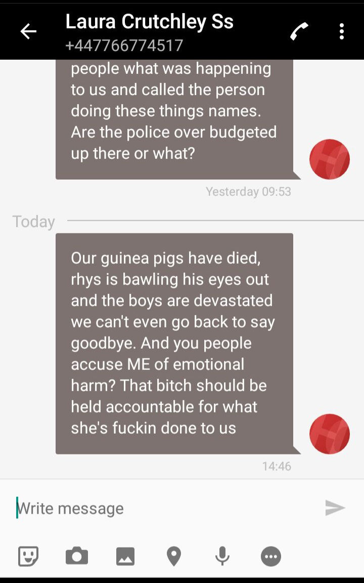 Text to Laura Crutchley