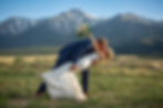 Mountain wedding ceremony in Buena Vista Colorado with Collegiate Peaks backdrop