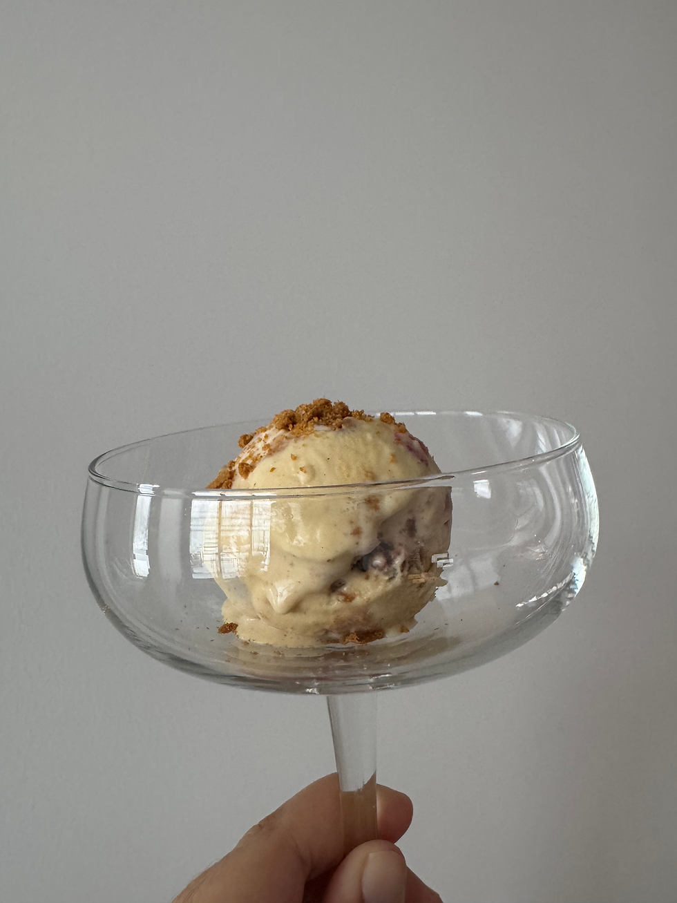 Strawberry Cheesecake Ice Cream Served in a Coup