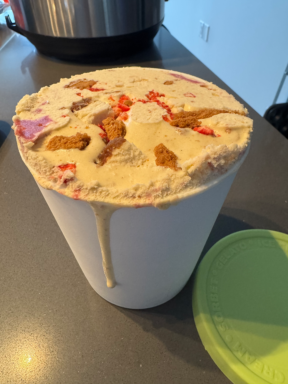 Strawberry-Cheesecake Ice Cream After Freezing