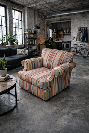 Wingback armchair upholstered in Mulberry home jute cotton by Beastly&Beautiful, bespoke upholstery in Milton Keynes.