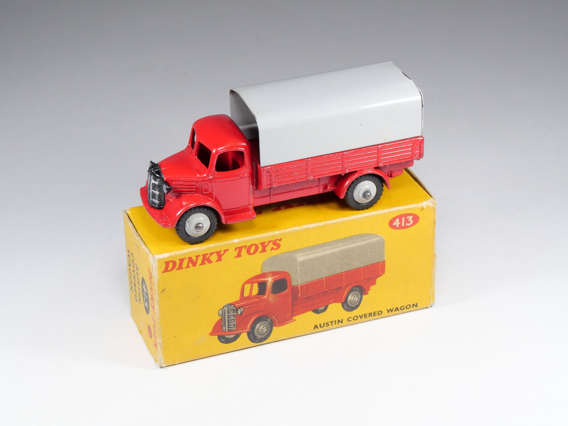 DINKY TOYS ENGLAND - 413 - Austin Covered Wagon - Gris et rouge - En boite