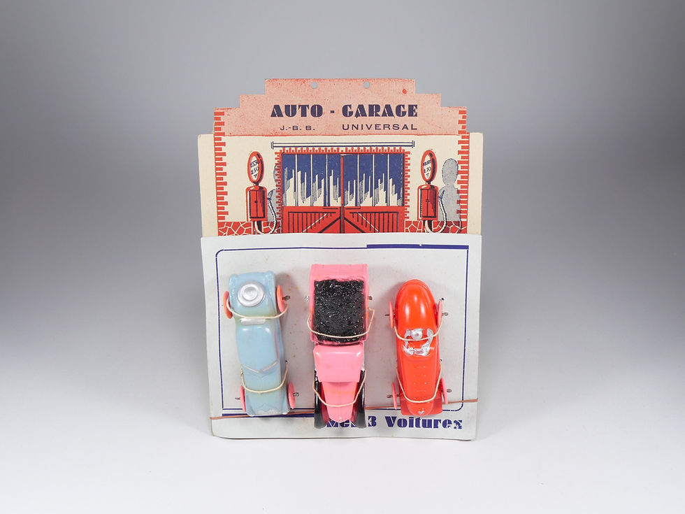 JBB UNIVERSAL - Années 30-40 - Auto-Garage à monter avec véhicules en Celluloid
