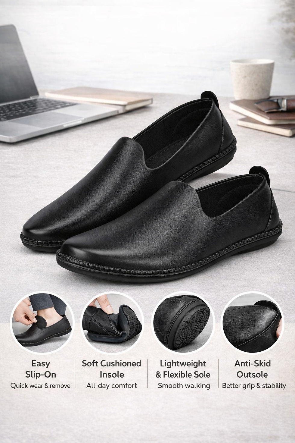Thumbnail: Towrco Formal Slip-On Loafers with Breathable Inner Lining