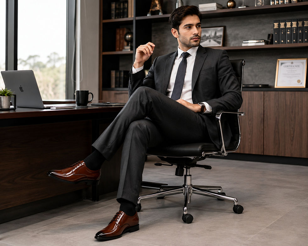 Thumbnail: Cushioned insole and outsole view of Towrco brown formal shoes