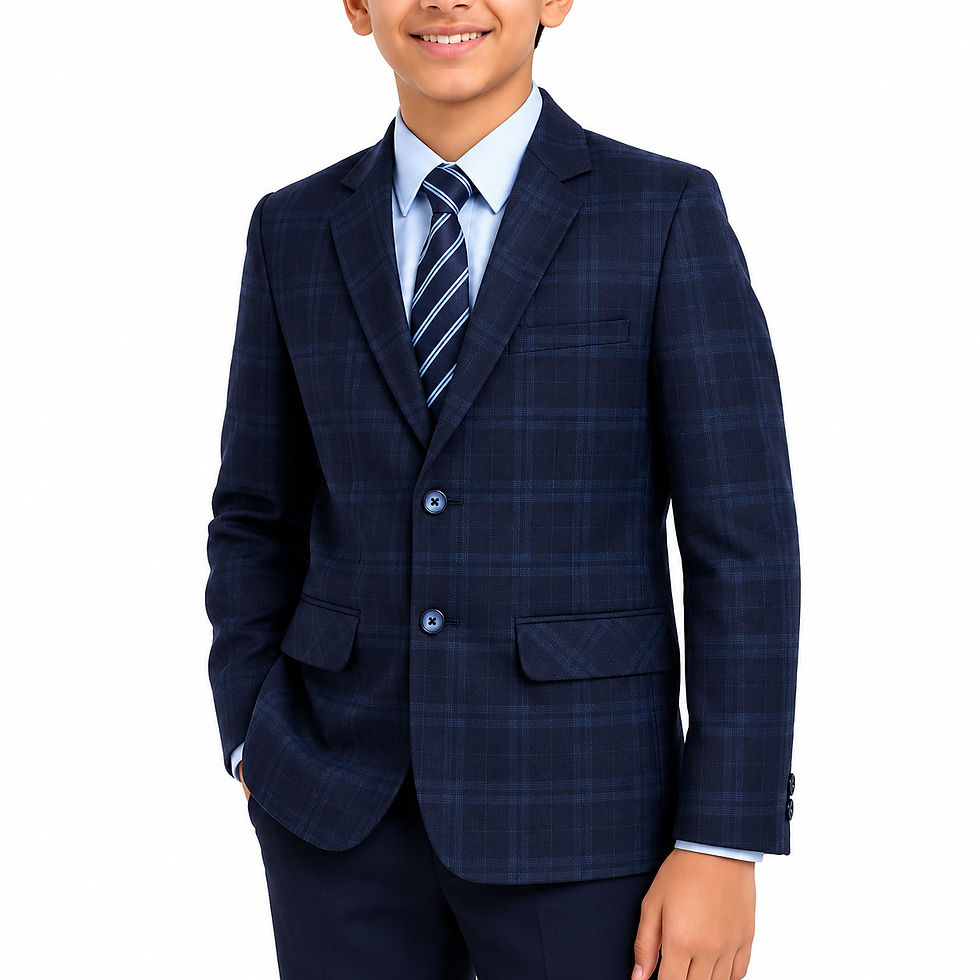 TOWRCO Navy Blue Checked School Uniform Blazer for Boys